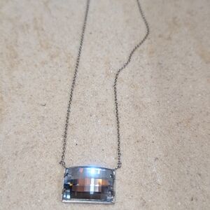 Touchstone Crystal "Mirror, mirror" Elegant Silver Necklace with Crystal Pendant